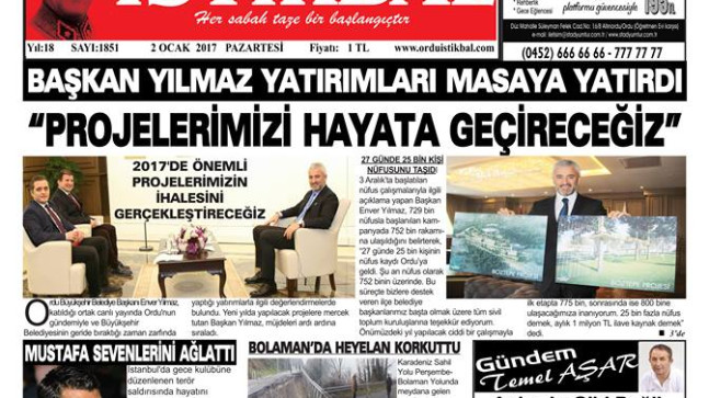 2 OCAK 2017 PAZARTESİ