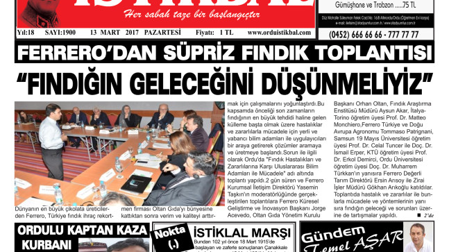 13 MART 2017 PAZARTESİ