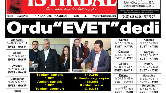 17 NİSAN 2017 PAZARTESİ