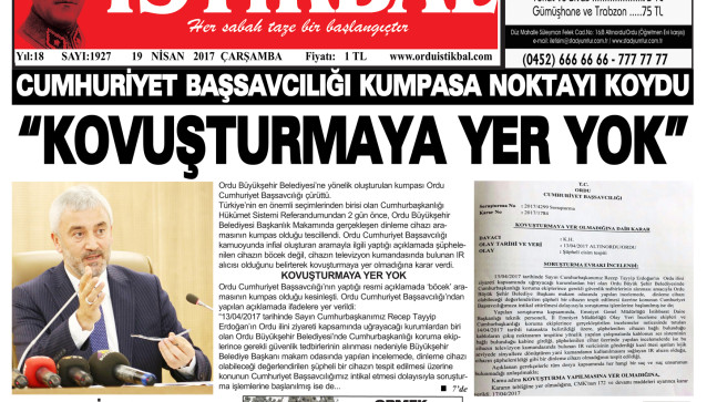 19 NİSAN 2017 ÇARŞAMBA