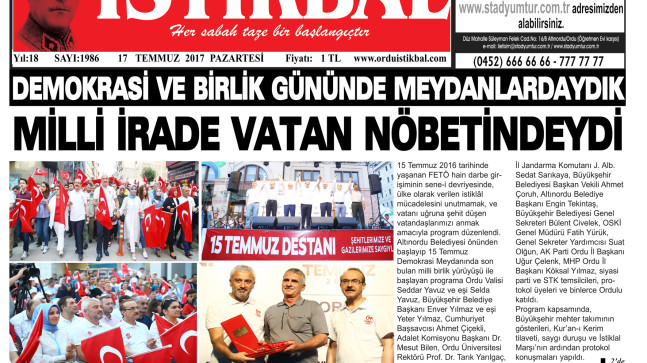 17 TEMMUZ 2017 PAZARTESİ