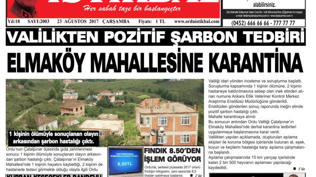 23 AĞUSTOS 2017 ÇARŞAMBA