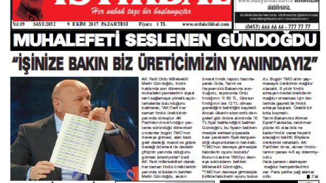 9 EKİM 2017 PAZARTESİ