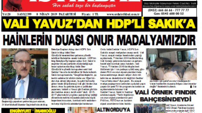 8 NİSAN 2019 PAZARTESİ