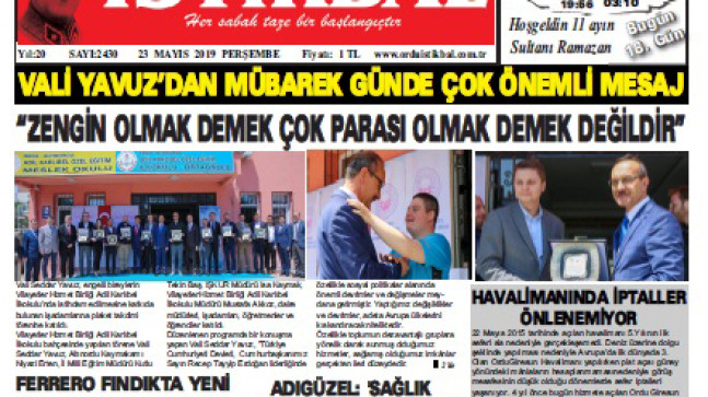 23 MAYIS 2019 PERŞEMBE