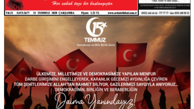 15 TEMMUZ 2020 ÇARŞAMBA