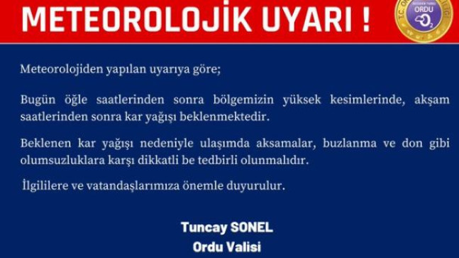 METEOROLOİK UYARI