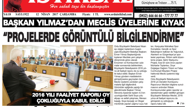 12 NİSAN 2017 ÇARŞAMBA