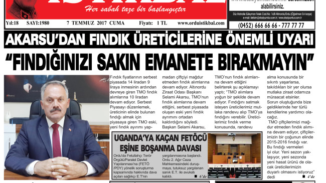 7 TEMMUZ 2017 CUMA