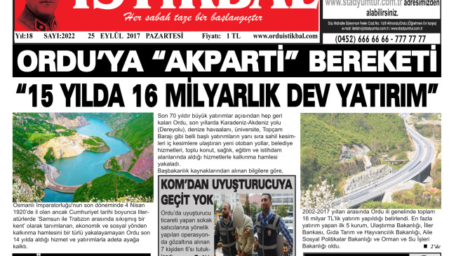 25 EYLÜL 2017 PAZARTESİ