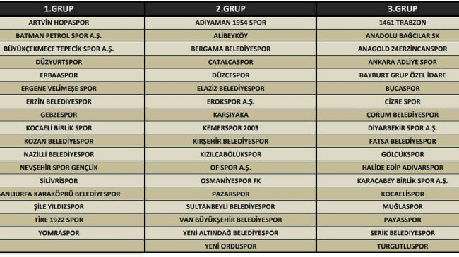 Spor Toto 3. Lig’de gruplar belli oldu.   YENİ ORDUSPOR 2. FATSASPOR 3.GRUPTA