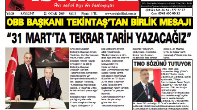 22 OCAK 2019 SALI