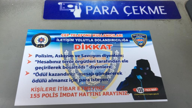 DOLANDIRICILARA KARŞI ‘ATM’LERE UYARICI ETİKLET