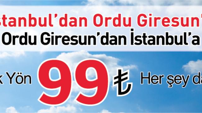 THY ORDU GİRESUN’DAN 100 LİRAYA UÇURACAK
