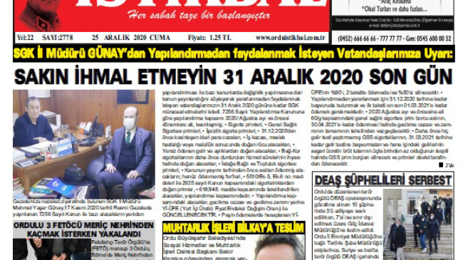 25 ARALIK 2020 CUMA