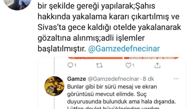 “KANINLA BOĞULARAK ÖLECEKSİN” DİYEN EŞİ TARAFINDAN TEHDİT EDİLEN KADIN KURTARILDI   VALİ BABA HAREKETE GEÇTİ “ŞAHIS YAKALANDI”